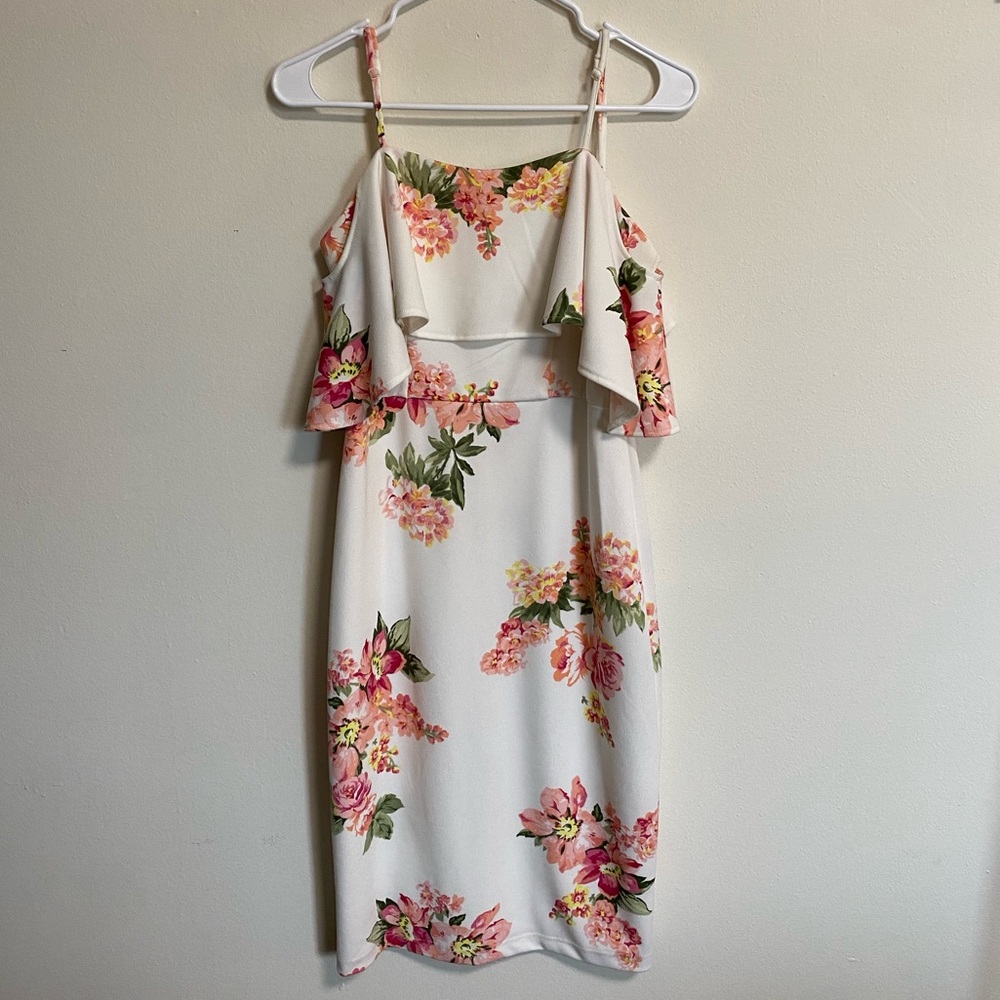 Floral White and Pink Dress